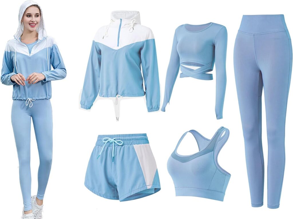 conjunto de deportivo mujer 5 piezas traje de yoga completo conjuntos deportivos para fitness running jogging ejercicio en el gimnasio