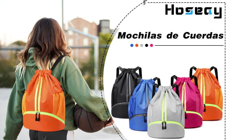 hoseay bolsas de cuerdas hombre mujer mochila deportiva impermeable mochila de playa con compartimento zapatos y bolsillo humedo ajustable casual saco gimnasia para deporte oxford sackpack scaled