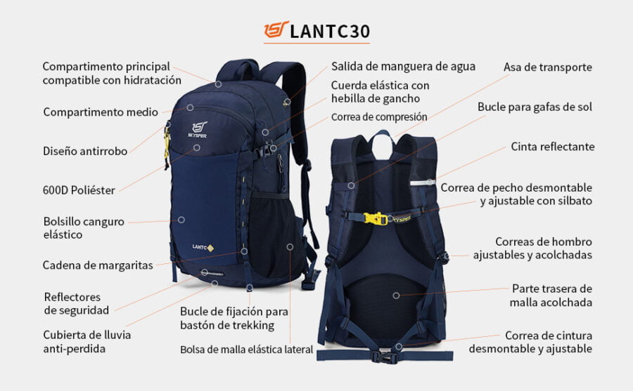 skysper 30l mochila plegable ultraligera mochilas de senderismo mochila de viaje mochilas de marcha pequena mochila con bolsillo humedo para hombre mujer viaje trekking deporte al aire libre scaled